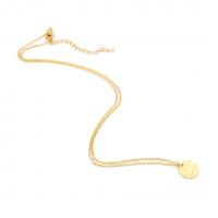 Edelstahl Schmuck Halskette, 304 Edelstahl, mit Verlängerungskettchen von 5cm, rund, plattiert, Modeschmuck, keine, 13mm, Länge:45 cm, verkauft von PC