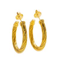 Titan Stål Stud Earring, 18K guldpläterad, mode smycken & för kvinna, 27x3mm, Säljs av Par