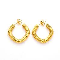 Titanium Steel Stud Earring, real gold plated, fashion jewelry & for woman, 26x5mm, Sold By Pair