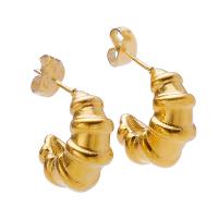 Titanium Steel Stud Earring, real gold plated, fashion jewelry & for woman, 17x8mm, Sold By Pair