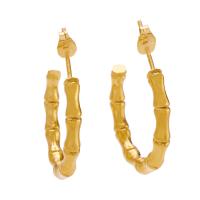 Titanium Steel Stud Earring Bamboo 18K gold plated fashion jewelry & for woman Sold By Pair