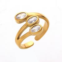 Titantium stali Mankiet palcu, Platerowane prawdziwym złotem, biżuteria moda & regulowany & mikro utorować cyrkonia & dla kobiety, dostępnych więcej kolorów, 15mm, rozmiar:7, sprzedane przez PC