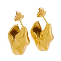 Titan Stål Stud Earring, äkta guldpläterad, mode smycken & för kvinna, 18x19mm, Säljs av Par