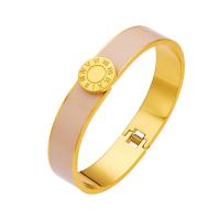 Acier titane bracelet ordinaire, Plaqué d'or, avec chiffre romain & pour femme & autocollant époxyde, plus de couleurs à choisir, 12mm, Diamètre intérieur:Environ 60mm, Vendu par PC