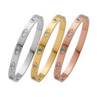 Titanium Steel Bangle, Vacuum Ion Plating, micro pave cubic zirconia & for woman, more colors for choice, 6mm, Inner Diameter:Approx 58mm, Sold By PC