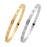 Titanium Steel Bangle, Vacuum Ion Plating, micro pave cubic zirconia & for woman, more colors for choice, Inner Diameter:Approx 58mm, Sold By PC