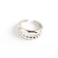 925 Sterling Silver Cuff Finger Ring, padengtą, Dvigubas sluoksnis & reguliuojamas & moters, daugiau spalvų pasirinkimas, 9.50mm, Skylė:Apytiksliai 5mm, Dydis:7, Pardavė PC