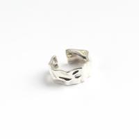 925 prata esterlina Cuff Ring Finger, ajustável & para mulher, prateado, 9mm, Buraco:Aprox 5mm, tamanho:6, vendido por PC