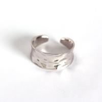 925 Sterling Silver Cuff Finger Ring, paplatinuota, reguliuojamas & moters, 8.70mm, Dydis:6, Pardavė PC