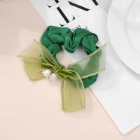 Hair Scrunchies, Cloth, with Organza, handmade, for woman, green, 90mm, Sold By PC