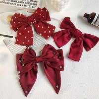 Alligator Hair Clip Cloth with Zinc Alloy handmade & for woman red 180mm Sold By PC