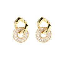 Brass Stud Earring gold color plated micro pave cubic zirconia & for woman nickel lead & cadmium free Sold By Pair