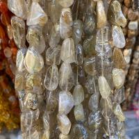 Quartz naturel bijoux perles, quartz rutile, pepite, poli, DIY, doré, 10x14mm, Vendu par Environ 40 cm brin