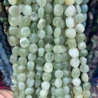 Perles en jade, jade de nouvelle montagne, pepite, poli, DIY, vert clair, 8x10mm, Environ 40PC/brin, Vendu par brin