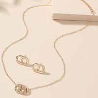 Zinc Alloy Jewelry Sets Stud Earring & necklace with 1.97inch extender chain gold color plated 2 pieces & fashion jewelry & for woman nickel lead & cadmium free 20mm Length Approx 18.9 Inch Sold By Set