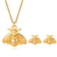 Tibetan Style Jewelry Sets, Stud Earring & necklace, with 1.97inch extender chain, Bee, gold color plated, 2 pieces & fashion jewelry & different styles for choice & for woman, nickel, lead & cadmium free, 10mm, Length:Approx 18.9 Inch, Sold By Set