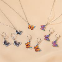 Zinc Alloy Jewelry Sets Butterfly plated fashion jewelry & for woman & enamel nickel lead & cadmium free 35mm Length Approx 17.72 Inch Sold By PC