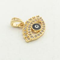 Evil Eye Pendants, Brass, high quality gold color plated, DIY & micro pave cubic zirconia, nickel, lead & cadmium free, 19x20x3mm, Hole:Approx 0.4mm, Approx 30PCs/Lot, Sold By Lot
