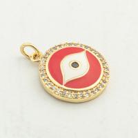 Evil Eye Pendants, Brass, high quality gold color plated, DIY & micro pave cubic zirconia, nickel, lead & cadmium free, 23x17x3mm, Hole:Approx 0.3mm, 30PCs/Lot, Sold By Lot