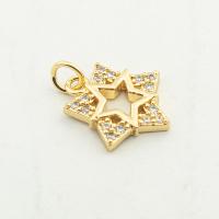 Cubic Zirconia Micro Pave Brass Pendant, Star, high quality gold color plated, DIY & micro pave cubic zirconia, nickel, lead & cadmium free, 19x15x2mm, Hole:Approx 0.3mm, Approx 30PCs/Lot, Sold By Lot