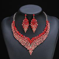 Tibetan Style Jewelry Sets, Stud Earring & necklace, with 1.97inch extender chain, plated, 2 pieces & fashion jewelry & for woman & with rhinestone, more colors for choice, nickel, lead & cadmium free, 32x72mm, Length:Approx 16.93 Inch, Sold By Set
