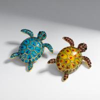 Zink Alloy Broscher, Sköldpadda, för kvinna & emalj & med strass, fler färger för val, nickel, bly och kadmium gratis, 34x33mm, Säljs av PC
