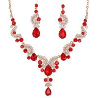 Tibetan Style Jewelry Sets, earring & necklace, with Crystal, with 1.97inch extender chain, 2 pieces & for woman & with rhinestone, more colors for choice, nickel, lead & cadmium free, Length:Approx 17.32 Inch, Sold By Set