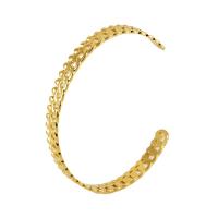Bracelete de aço inoxidável, Aço inoxidável 304, banhado a ouro 18k, joias de moda & para mulher, dourado, 7mm, Diametro interno:Aprox 60mm, vendido por PC