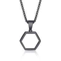 Stainless Steel Jewelry Necklace 304 Stainless Steel Hexagon fashion jewelry & for man black Length Approx 23.6 Inch Sold By PC