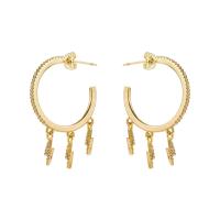 Cubic Zirconia Micro Pave Brass Earring gold color plated & micro pave cubic zirconia & for woman nickel lead & cadmium free Sold By Pair