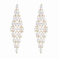 Brass Drop Earring real gold plated fashion jewelry & micro pave cubic zirconia & for woman nickel lead & cadmium free Sold By Pair