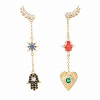 Brass Drop Earring real gold plated fashion jewelry & micro pave cubic zirconia & for woman mixed colors nickel lead & cadmium free Sold By Pair
