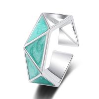 Messing Manschette Fingerring, Dreieck, platiniert, einstellbar & für Frau & Epoxy Aufkleber, keine, 7mm, Größe:5.5, verkauft von PC