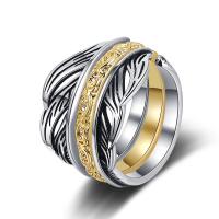Brass Ring Set, Feather, plated, three pieces & adjustable & for woman, 13mm, Sold By Set