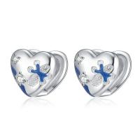 Cubic Zirconia Micro Pave Brass Earring Heart platinum plated micro pave cubic zirconia & for woman & epoxy gel Sold By Pair