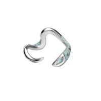 925 Sterling Silver Pljuska prst prsten, platine pozlaćen, prilagodljiv & za žene & epoksi naljepnica, Veličina:5.5-7.5, Prodano By PC
