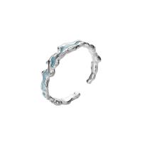 925 Sterling Silver Cuff Finger Ring, platinum plated, adjustable & for woman & epoxy gel, US Ring Size:5.5-7.5, Sold By PC