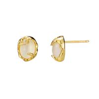 925 Sterling Silver Stud Earrings with White Agate plated fashion jewelry & for woman Sold By Pair