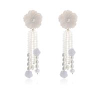 Boucle d'oreille bijoux acrylique, bijoux de mode & pour femme, blanc, 105x30mm, Vendu par paire