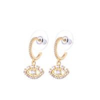 Cubic Zirconia Micro Pave Brass Earring, fashion jewelry & micro pave cubic zirconia & for woman, golden, nickel, lead & cadmium free, 22x12mm, Sold By Pair
