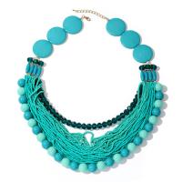 Acrylic Necklace, with Glass Beads & Seedbead, with 6cm extender chain, fashion jewelry & for woman, blue, Length:Approx 54 cm, Sold By PC