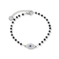 Bracelet Evil Eye bijoux, Acier inoxydable 304, avec cristal, avec 4cm chaînes de rallonge, bijoux de mode & pavé de micro zircon & pour femme, Longueur:Environ 16 cm, Vendu par PC