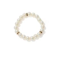 Plastika Narukvica, Plastična Pearl, modni nakit & za žene & s Rhinestone, bijel, Unutarnji promjer:Približno 65mm, Prodano By PC
