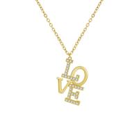 Cubic Zircon Micro Pave Brass Necklace with 1.97inch extender chain Alphabet Letter gold color plated fashion jewelry & for woman & with rhinestone nickel lead & cadmium free Length Approx 15.74 Inch Sold By PC