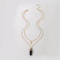 Multi Layer Necklace Zinc Alloy with Gemstone gold color plated Double Layer & fashion jewelry & for woman two different colored Length 40.5 cm Sold By PC