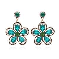 Zinc Alloy Drop Earrings gold color plated fashion jewelry & for woman & with rhinestone two different colored Sold By Pair