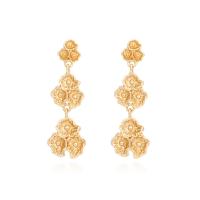 Boucles d'oreilles en alliage de zinc, Placage de couleur d'or, bijoux de mode & pour femme, doré, 56x20mm, Vendu par paire
