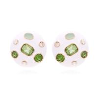 Zinc Alloy Stud Earring Round gold color plated fashion jewelry & for woman & enamel & with rhinestone Sold By Pair