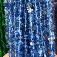 Perles murano faites à la main , chalumeau, pepite, vernis au four, DIY, bleu, 5x8mm, Vendu par Environ 80 cm brin