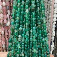 Naturlig grøn agat perler, Nuggets, poleret, du kan DIY, grøn, 5x9mm, Solgt Per Ca. 40 cm Strand